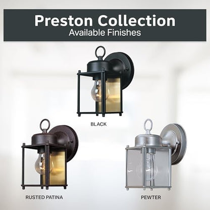 DESIGNERS FOUNTAIN Preston Outdoor Light Fixture, 8 Inch Exterior Wall Lantern Sconce for Front Door, Patio and Porch, Black, 1161-BK (Pack of 6)
