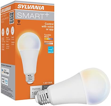 Sylvania WiFi LED Smart A21 Light Bulb, 14.5W Efficient, Tunable White, 2700K - 6500K, for Alexa/Google Assistant/Siri Shortcuts, Energy Star, Frosted - 1 Pack (75805)