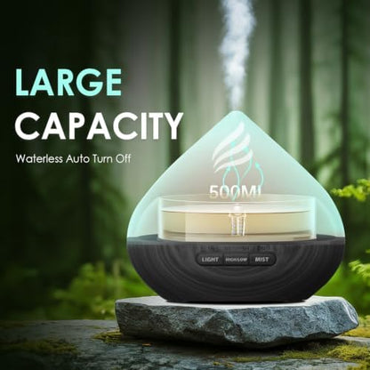 500ML Essential Oil Scent Diffuser: Remote Control &14 Colors LED - Black