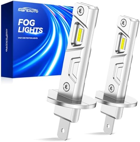 Marsauto H1 Fog Light Bulb, 600% High Bright H1 Fog Lights, 6500K White Strong Penetration, 60000 HRS+ Lifespan, Upgraded 1:1 Mni Size Led Bulb for Car, Truck, SUV, Side Marker & Parking Light Combos