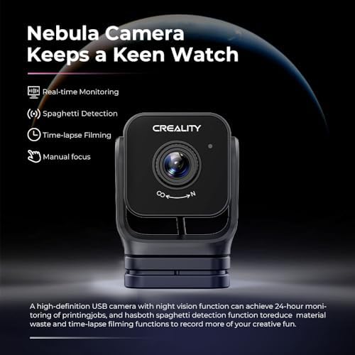 Creality Nebula Camera, 3D Printer Camera for 24H Real-Time Monitoring, Time-Lapse, Spaghetti Detection, Compatible with Sonic Pad, Nebula Pad, Ender 3 V3/Plus/KE, CR-10 SE, HOLOT-MAGE/PRO