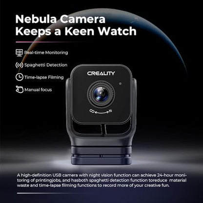 Creality Nebula Camera, 3D Printer Camera for 24H Real-Time Monitoring, Time-Lapse, Spaghetti Detection, Compatible with Sonic Pad, Nebula Pad, Ender 3 V3/Plus/KE, CR-10 SE, HOLOT-MAGE/PRO