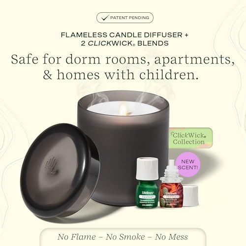 Lifelines Flameless Candle Diffuser with 2 Clickwick Essential Oil Blends