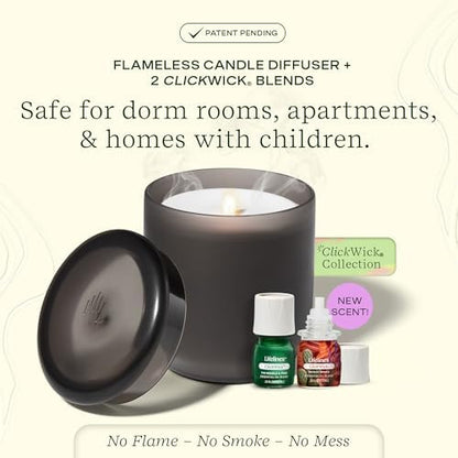 Lifelines Flameless Candle Diffuser with 2 Clickwick Essential Oil Blends