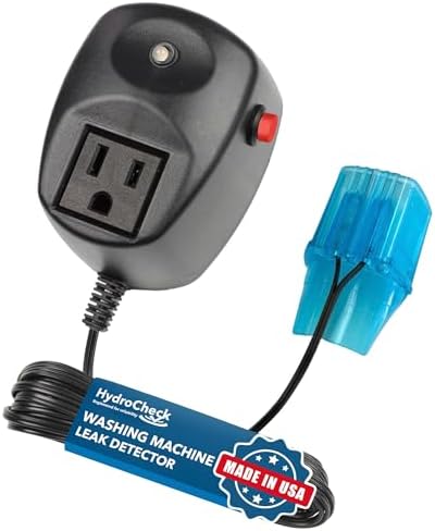 WasherWatcher Laundry Tub Overflow Protector - Water Leak Shut Off Detectors w/ LED Indicator, Alarm, Water Sensor, & More - Easy to Install Washing Machine Leak Detector for Any Drain System