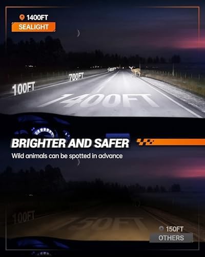 SEALIGHT Fog Light Powersport, 72,000LM 7 times Brightness 9007 Bulbs or fog, 9007 Light Easy Plug-N-Play Fog Bulbs, Pack of 2