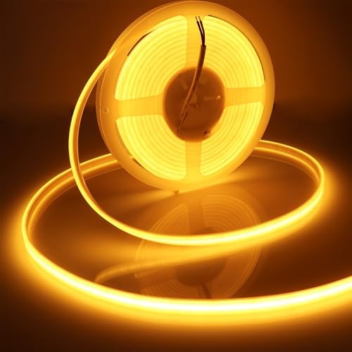 LEDENET COB LED Strip Lights Outdoor IP67 DC12V 16.4ft Golden Yellow 2200K