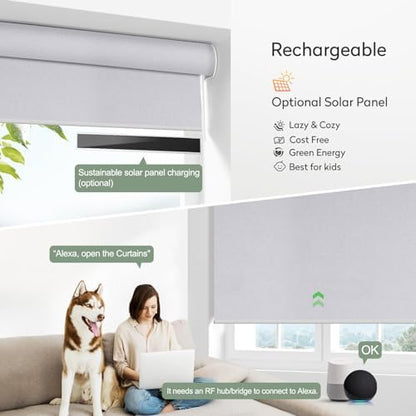ZSHINE Motorized Blackout Roller Shades Remote Control Rechargeable(82026E)