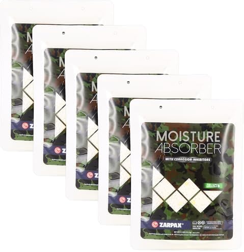 Zarpax Moisture Absorbers for Gun Safe 7.5 oz/212g - Dehumidifier Prevents Corrosion - Protects Gear - Desiccant Removes Excess Moisture - Set of 5