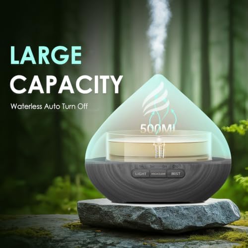 500ML Essential Oil Scent Diffuser: Remote Control &14 Colors LED - Grey
