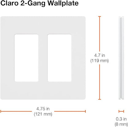 Lutron Claro 2 Gang Decorator/Rocker Wallplate, Gloss, Ivory (1-Pack) | CW-2-IV (Pack of 2)