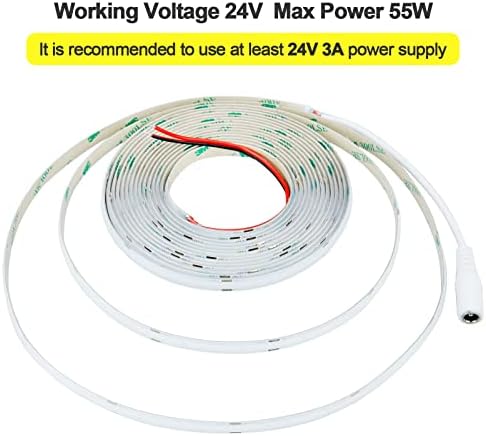 24V COB LED Strip Light Blue 5M/16.4ft 2400LEDs IP20 Not Waterproof