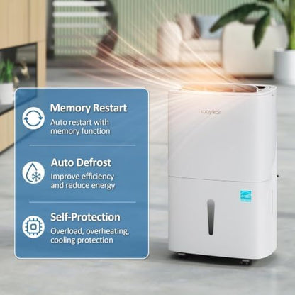 Waykar 140 Pints Energy Star Dehumidifier for Basement up to 6,500 Sq. Ft.