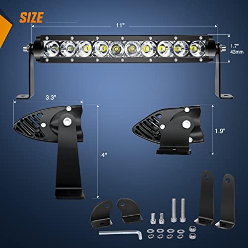 Nilight Led Light Bar Super Slim 2Pcs 11Inch 50W Flood 5000LM 3D Driving Fog Off Road Lights Work Light Pods for Trucks Pickup SUV ATV UTV Boat 4x4 Van Camper- 2 Style Mounting