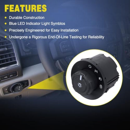 Nilight Headlight Dimmer Switch Compatible with 2009-2019 Ford F150