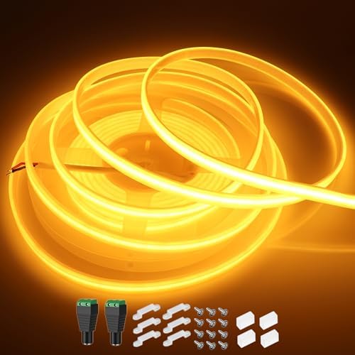 LEDENET COB LED Strip Lights Outdoor IP67 DC12V 16.4ft Golden Yellow 2200K