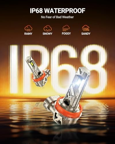 SEALIGHT H11/H8/H9 LED Bulbs, 66000LM 1000% Super Brighter, 6500K Cool White, Real 1:1 Size S6-Pro H16 Fog Light With Cooling Fan, Plug and Play, Pack of 2