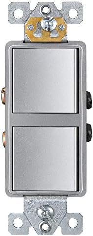 ENERLITES Silver Double Paddle Decorator Single Pole Switch, 15A, 1 Pack