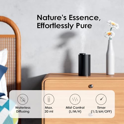 Airversa AN6 Waterless Diffuser for Essential Oil for Home, Room, Black