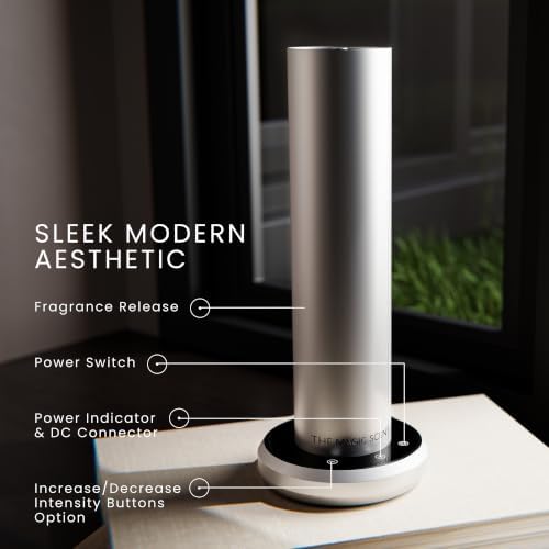 The Magic Scent Bluetooth Diffuser - Smart Ultra-Quiet Cold-Air Waterless Scent Diffuser for Home, Hotel, & Office - Programmable Intensity & Timer - Premium Aroma Oil Included (Silver)