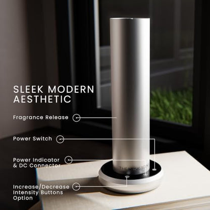 The Magic Scent Bluetooth Diffuser - Smart Ultra-Quiet Cold-Air Waterless Scent Diffuser for Home, Hotel, & Office - Programmable Intensity & Timer - Premium Aroma Oil Included (Silver)