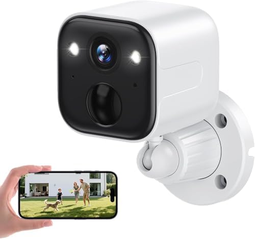 Wireless Outdoor Security Camera, Battery Powered WiFi Camera with 2K Color Night Vision, AI Motion Detection, 2-Way Audio, Spotlight, Siren, IP65 Waterproof, Cloud/SD Storage
