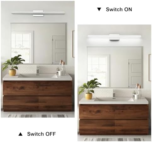 SineRise 40-Inch LED Modern Bathroom Vanity Light Bar, Chrome Modern Acrylic Bathroom Wall Lighting Fixtures Over Mirror (Cool White 6000K)