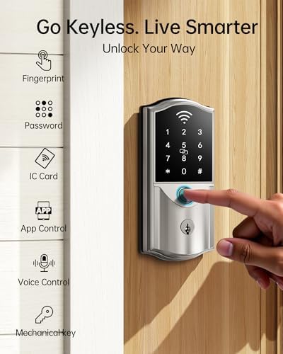 Built-in WiFi Smart Lock for Front Door, Fingerprint Keypad Deadbolt