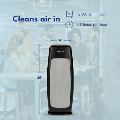 LivePure LP270TH Sierra Series True HEPA Tall Tower Air Purifier, Air Purifiers for Home, Odors, Allergens, Smoke, Dust, VOC's. HEPA Air Purifiers for Bedroom and Small Room. Graphite