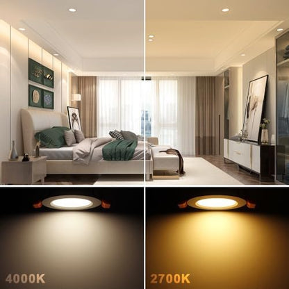 2 Inch LED Downlight, 3W Recessed Lighting Dimmable Ceiling Light Kit, 2700K Ultra Warm White, CRI80 Black LED Can Lights with Driver(35W Halogen Equivalent), 10 Pack