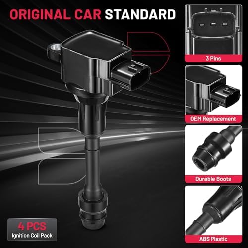 BDFHYK Ignition Coils Pack Compatible with Nissan Altima Sentra X-Trail l4 2.5L Coil for UF350 224488H3 C1398 22448-8H315 22448-8H310 22448-8H300 22448-8H311 1788319 5C1395 Set of 4
