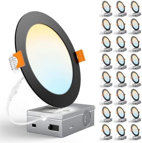 CHARKEE 24 Pack 6 Inch Ultra-Thin 5CCT LED Recessed Ceiling Light,Canless