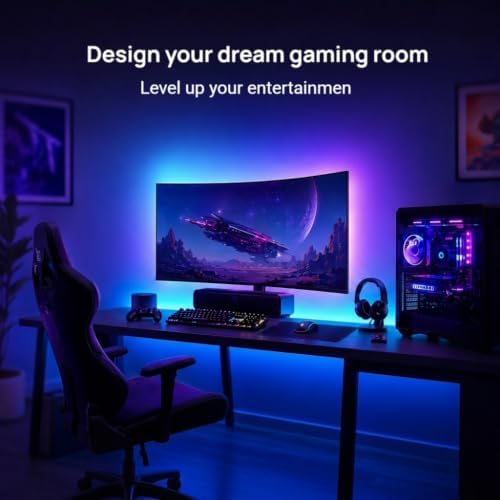 LED TV Backlight, 16.4ft RGBIC TV Backlight for 55-70 inch TV, Smart LED Light for TV with Bluetooth APP and Remote Control, Color Changing Colorful LED Light, Music Sync Function, 99+ Scene Modes