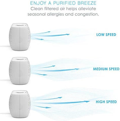 Pure Enrichment PureZone Breeze Tabletop 2-in-1 Air Purifier and True HEPA Filter, Cleans Air, Helps Alleviate Allergies, Removes Pet Hair, & Smoke - Ideal for Home, Bedroom, & Office Desktop Surfaces