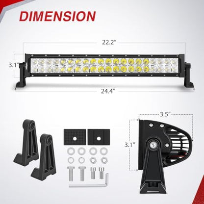 Nilight 22 Inch 120 W LED Light Bar with Yellow Black Covers