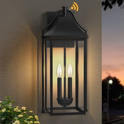 22IN Dusk to Dawn Outdoor Wall Sconce, 2-E12 Base Exterior Light