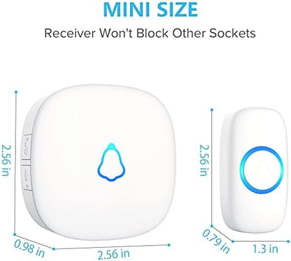 Wireless Doorbell 2 Buttons 2 Receivers, SECRUI Mini Waterproof Door Bell Operating at 1000 Feet, M520+F55 Doorbells with 52 Melodies, 5 Volume Levels & LED Flash