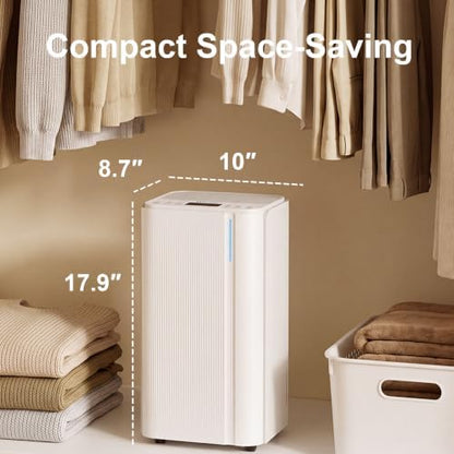 Dehumidifier for Home with Drain Hose, Auto On/Off Cycling for Basement