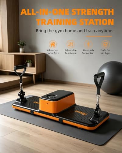 Home Gym Equipment, Smart Digital Cable Machine with Adjustable Resistance, Portable Strength Training System for Full Body Workout, Home, Apartment & Garage