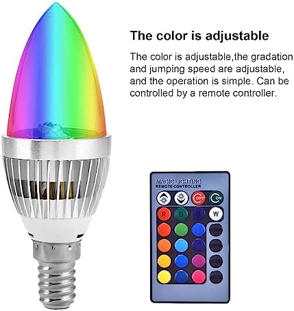 1Pc Candelabra LED Bulb lamp, E14 3W RGB LED Bulb Remote Control Color Changing Candle Light Bulb RGB Stage Disco Party Lamp for Home Bar Party KTV Mood Ambiance Lighting