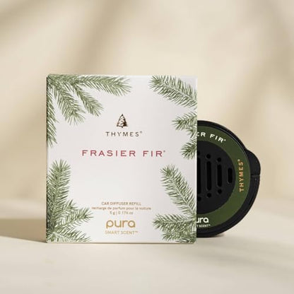 Thymes Pura Car Diffuser Refills – 2 Pack of Vehicle Air Fresheners – Air Freshener Car Accessories for Women & Men – Notes of Siberian Fir, Cedarwood & Sandalwood (Frasier Fir, Pack of 2)