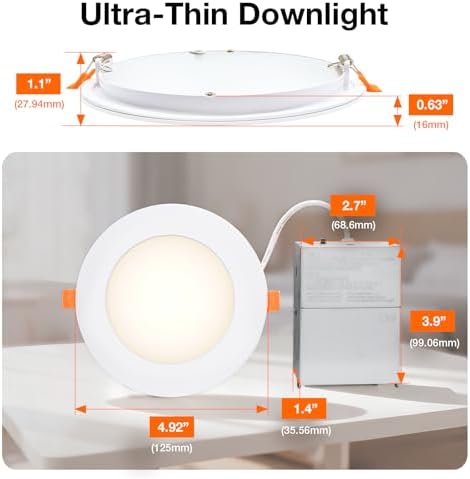 Sylvania 4" Slim Microdisk Downlight, 10W, 5 CCT Select (2700K - 5000K), 700 LMS, 90 CRI, Dimmable, Wet-Rated, White - 12 Pack (67377)