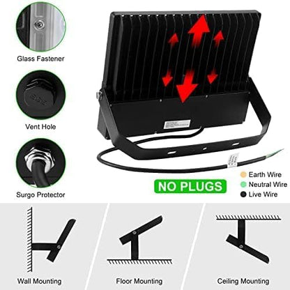 Juyace LED Stadium Flood Light Outdoor, 36000LM Super Bright Commercial Area Lighting, 240W 5000K Daylight IP65 Waterproof Arena Lights for Sport Fields and Courts, 110-277V（3 Pack