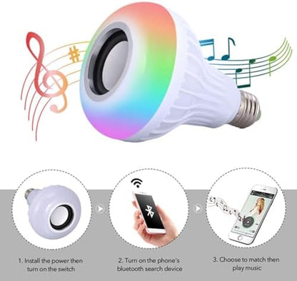 Garosa LED Color Changing Light Bulb with Bluetooth Speaker, 12W E27 RGB Smart Bulb Remote Control for Living Room Bedroom Bathroom Closet Decor