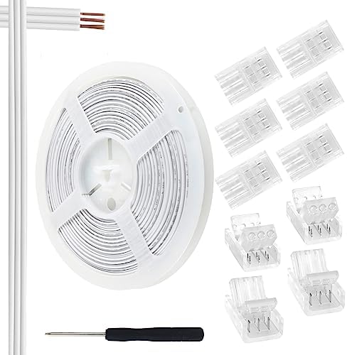 RGBZONE 10Pcs 3 Pin 8mm LED Strip Connector Kit with 32.8ft Extension Wire