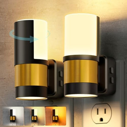 Briignite Night Lights Plug into Wall 2 Pack Dimmable 3CCT Night Light