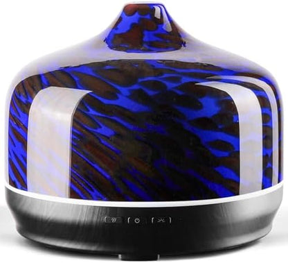 Porseme 500ml Glass Essential Oil Diffuser Aromatherapy Ultrasonic Cool Mist Humidifier 15-21 Running Hours Waterless Auto-Off Air Diffusers for Sleeping Yoga Working Spa(Cobalt Blue)