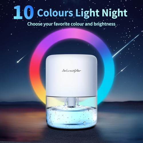 Dehumidifier for Home Small Quiet Dehumidifiers for 44OZ Water Tank Auto Defrost and Shutoff 10 Colors Light 4 Timer Options 3 Modes Portable Dehumidifiers for Bedroom Bathroom Closet RV