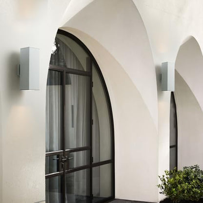 mirrea 18" Modern Outdoor Porch Light in 2 Lights, Matte White, 2 Pack