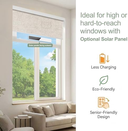ZSHINE Motorized Blackout Roller Shades Remote Control Rechargeable(82067K)
